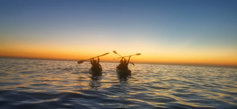 Sunrise in kayak